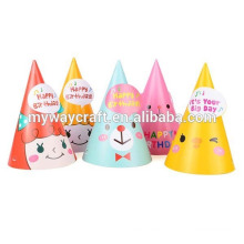 cheap price handmade glossy lamination die cut cute paper birthday party hat for mother and child